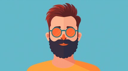 A stylish man with glasses and beard enjoying a bright day outdoors cartoon illustration.