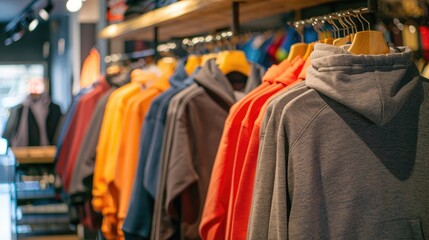 Obraz premium Hooded Sweatshirt Showcase in Clothing Store