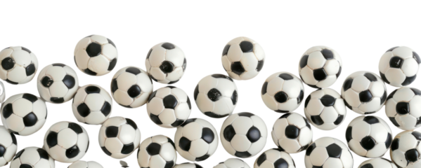 PNG Multiple soccer balls on white