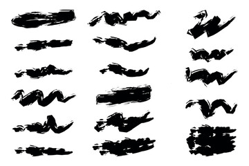 Set of black paint ink brush strokes 