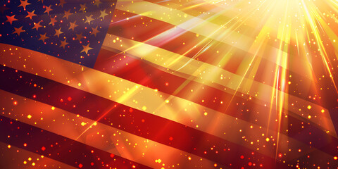 "American Flag with Ray of Light Shining Through It"

