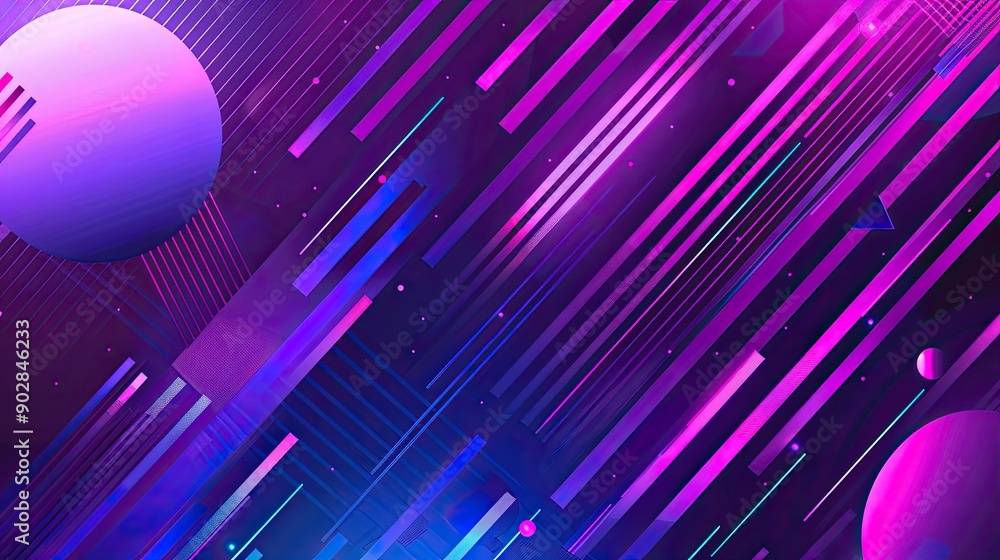 Poster a vibrant purple background with dynamic, diagonal lines and shapes, adding a modern and energetic t