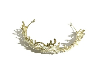 Luxury bride wedding crown or princess crown with jewelry pearl and shiny silver material isolated on white background