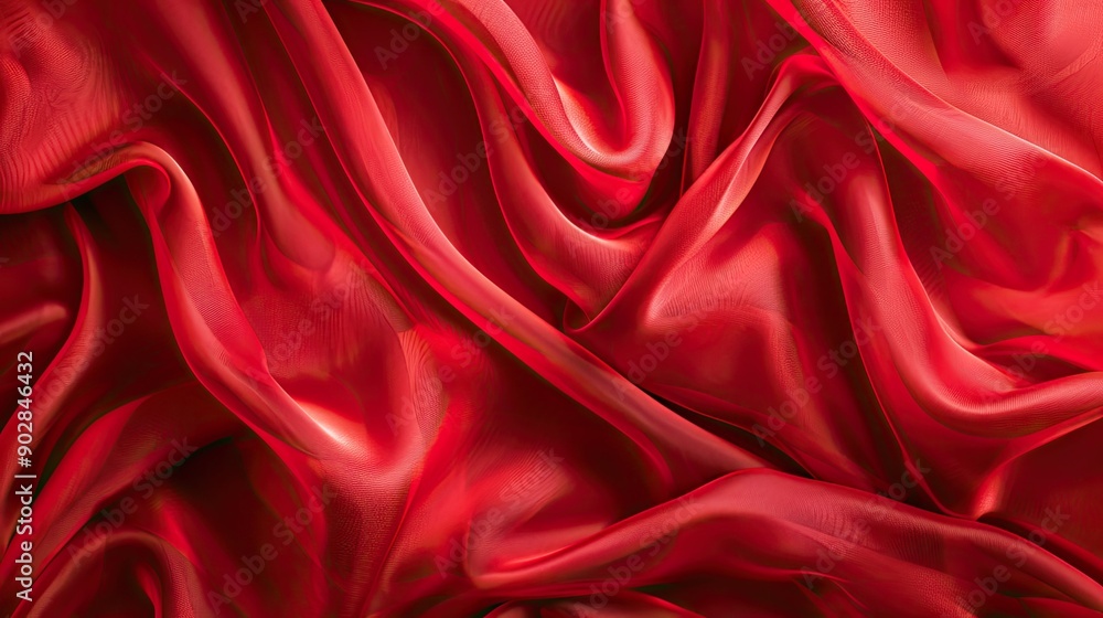 Poster a vibrant red background with a subtle, textured effect of fabric, adding depth and interest.