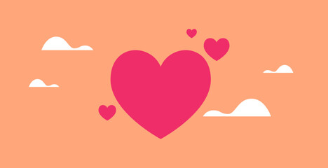Heart icon and happy symbol simple shape concept flat vector illustration. heart beat	
