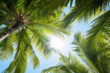 Palm Trees Under a Bright Sunny Sky