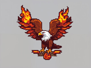 Art eagle in fire