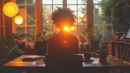 Entrepreneur Working on Laptop in Home Office