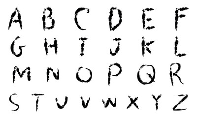 vector handwritten alphabet set of black capital letters
