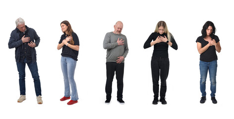 Obraz premium group of people with chest pain on white background