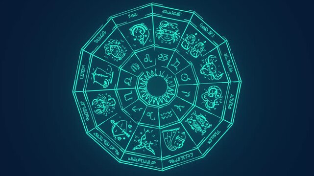 horoscope zodiac symbols and name in chakra spiritual circle astrological wheel animation