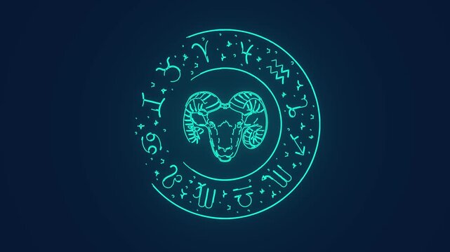 aries zodiac with astrology circle and horoscope symbols for mystical and spiritual