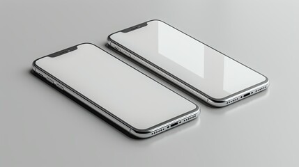 ealistic smartphone mockup. Device UI/UX mockup for presentation template. . Cellphone frame with blank display isolated templates, phone different angles views. 3d isometric illustration cell phone
