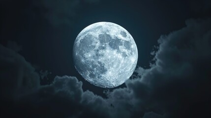 Obraz premium Mesmerizing full moon night with ominous clouds casting dramatic shadows creating a spooky yet serene and captivating atmosphere