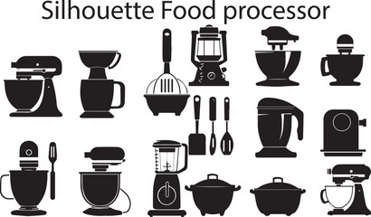 Outline Silhouette Food Processore Graphics Collection