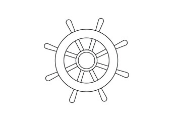 Boat wheel icon line art vector illustration. Pro vector © aminul788