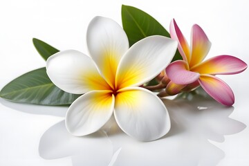 Frangipani flower on white background, AI Generated