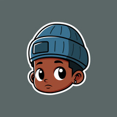 
Head portrait of young boy African American hip hop style. Vector eps 10
