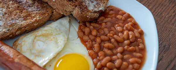 Full English breakfast ready to eat at home