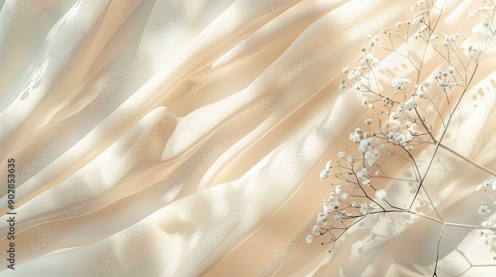 Poster beige pastel background with subtle shadows, creating a soft and elegant visual effect