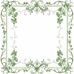 An ornate yet simple border design with floral and vine motifs in the corners. 