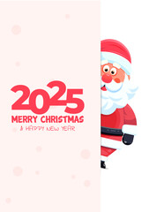 Merry Christmas and Happy New Year banner with Santa Claus on the beige background. Vector illustration
