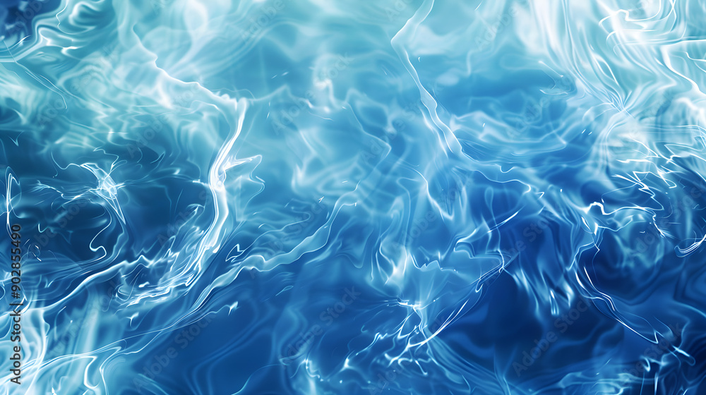 Poster waves of blue water swirl beautifully in an abstract pattern, creating a serene and tranquil appeara