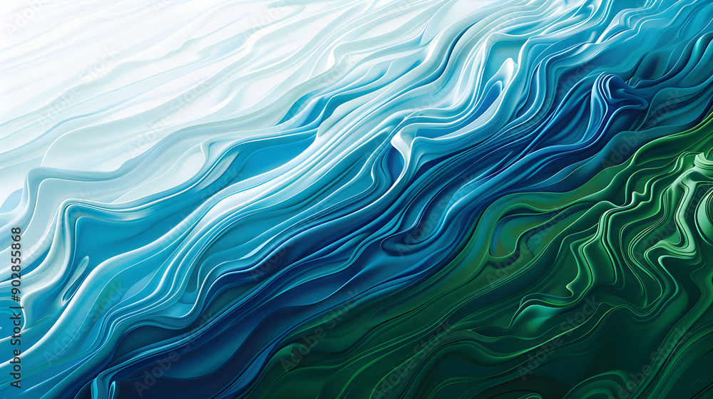 Poster colorful abstract waves of blue and green blend seamlessly, creating a fluid and dynamic pattern rem