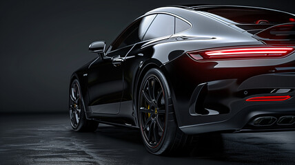 Naklejka premium modern black premium car in studio light