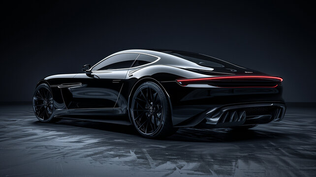 modern black premium car in studio light
