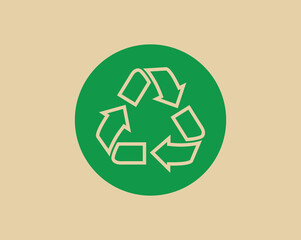 Recycle waste symbol and green arrow logo web icon concept flat vector illustration.	
