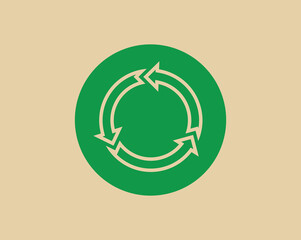 Recycle waste symbol and green arrow logo web icon concept flat vector illustration.	
