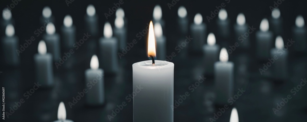 Poster eerie candlelight casting a mesmerizing glow and creating a spooky atmospheric ambiance with deep de
