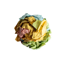 crumpled paper ball isolated