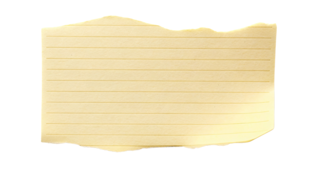 Torn piece of lined yellow paper isolated on a transparent background - Powered by Adobe