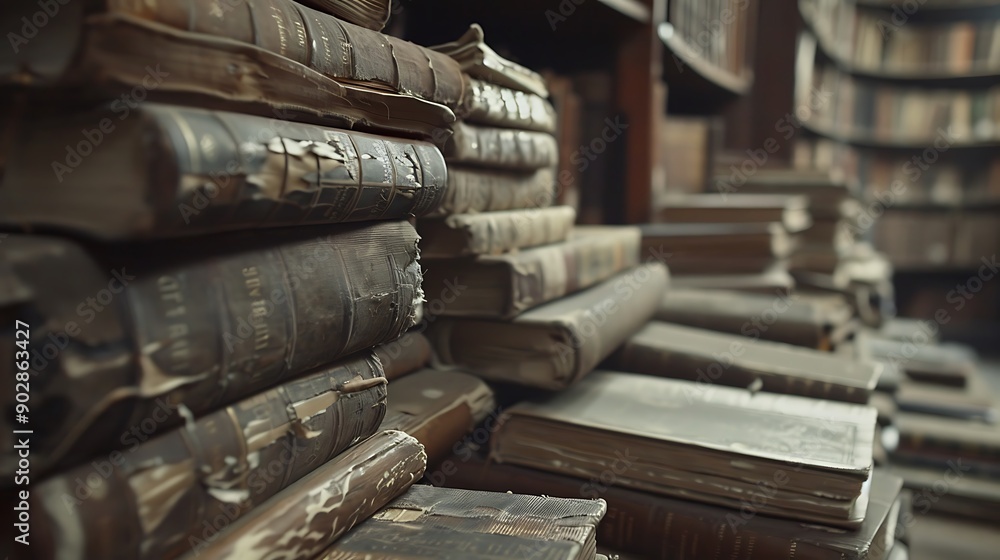 Wall mural Historic old books in a old library