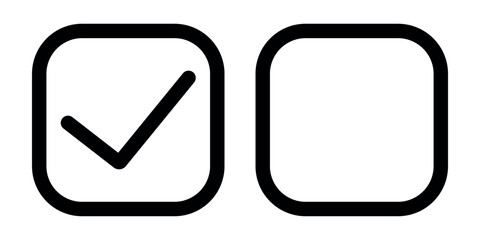 Checkbox outline style icon vector set, check mark checked unchecked icon vector set isolated on white background.