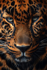 Closeup leopard face high resolution.