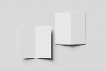 DL blank bi-fold brochure for mockup. 3D render illustration