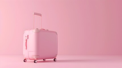 Tiny Rolling Suitcase on Pastel Background - Minimal Travel Gear Design