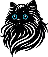 The elegance, simplicity, graceful design of the Persian cat silhouettes and icons