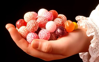 Detailed view of a child receiving candy from a neighbor