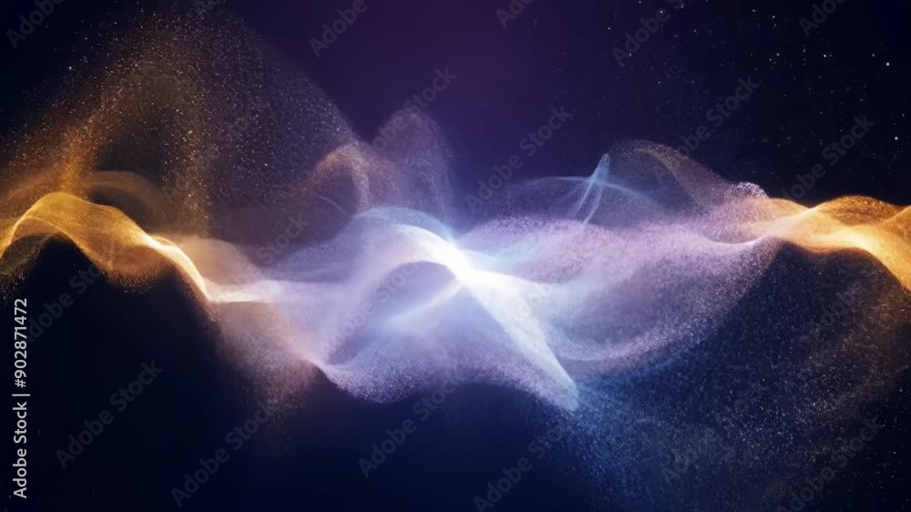 Poster dynamic particles pulsating and undulating in a mesmerizing swarm seamlessly blending two worlds wit