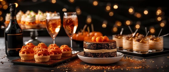 Highquality shot of Halloweenthemed desserts on a festive table