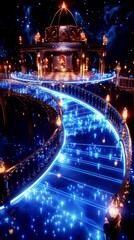 Detailed view of a haunted house attraction in an amusement park