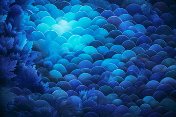 Obraz premium Blue painted pattern with fish scale abstract texture.