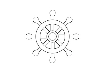 Boat wheel icon line art vector illustration. Pro vector