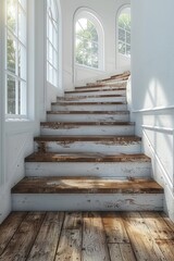 3D rendering of stairs ascending upward