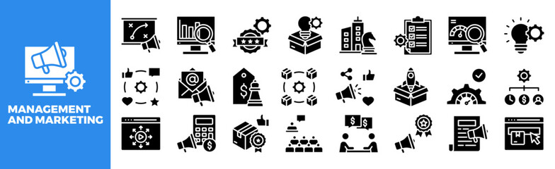 Management and Marketing icon collection set. Containing design, marketing, business, management, strategy, technology, and more.