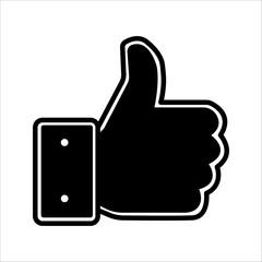 Thumbs up icon. Black Thumb Icon on black background. Vector illustration